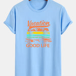 Regular Fit Good Life On Vacation Print Cotton T-Shirt