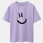 Smiley Face Print Drop Shoulder Oversize T-Shirt