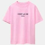 Paris Letter Print Dropped Shoulders Oversize T-Shirt
