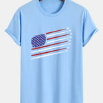 Regular Fit Fighter Jets American Flag Print Cotton T-Shirt