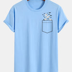 Regular Fit Pocket Bat Ghost Print Cotton T-Shirt