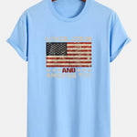 Regular Fit Jesus American Flag Slogan Print Cotton T-Shirt