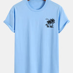 Regular Fit Palm Tree Print Cotton T-Shirt