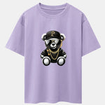 Hip Hop Bear Print Drop Shoulder Oversize T-Shirt
