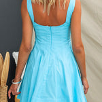 Square Collar Backless A-line Mini Dress