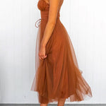 Margovil Open Back Waisted Swing Maxi Cami Tulle Dress