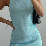 Margovil Round Neck Sleeveless Raw Hem Bodycon Mini Dress