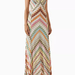 V Neck Open Back Colorful Print Maxi Dress