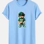 Regular Fit Trendy Bear Print Cotton T-Shirt