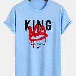 Regular Fit Crown King Print Cotton T-Shirt