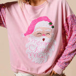 Christmas Casual Loose Round Neck Sequined Sleeve Sweatshirt