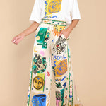 Meralda Unique Print Elastic Waist Pocketed Wide Leg Pants