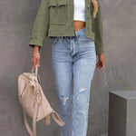 Women's Waffle Cardigan Short Top Jacket