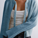 Solid Color Loose Long Sleeve Lace-up Knitted Cardigan