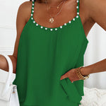 Chiffon Pleated Pearl Camisole Top