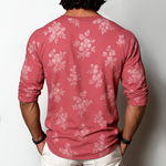 Men's Floral Henley Collar Long Sleeve T-shirt