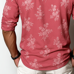 Men's Floral Henley Collar Long Sleeve T-shirt