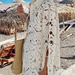 Always Favourite Lace Hollow Tie-up Slit Long Sleeve Shirt and Elastic Waist Shorts Set