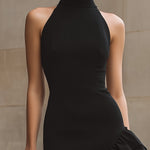 Asymmetric Halter Neck Ruffled Mini Dress