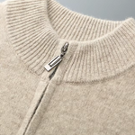 PURE EXTRA-FINE MERINO WOOL ZIPPER CARDIGAN