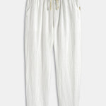 Short Sleeve Geometry Textured Cuban Shirt & Linen Cotton Blend Cropped Pants