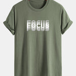 Regular Fit Focus Slogan Print Cotton T-Shirt