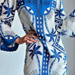 Margovil Long Sleeves Printed Mini Shift Dress