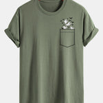 Regular Fit Pocket Bat Ghost Print Cotton T-Shirt