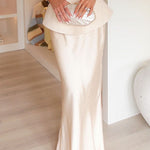 Elegant Waistband Satin Maxi Skirt