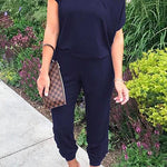 Margovil Short Sleeves Elastic Waist Joggers Jumpsuit