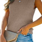 Margovil Mockneck Sleeveless Solid Knit Top