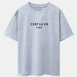 Paris Letter Print Dropped Shoulders Oversize T-Shirt
