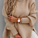 Margovil Mockneck Side Split Chunky Knit Sweater