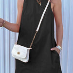Margovil Solid Crewneck Sleeveless Pockets Dress