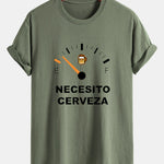 Regular Fit I Need Beer Print Cotton T-Shirt