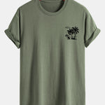 Regular Fit Palm Tree Print Cotton T-Shirt