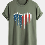 Regular Fit Heart Shaped Fighter Jets USA Flag Print Cotton T-Shirt
