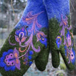 Margovil Christmas Gift Flower Embroidery Mittens