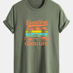 Regular Fit Good Life On Vacation Print Cotton T-Shirt