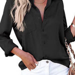 Margovil Solid Long Sleeves Button Up Satin Shirt