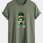Regular Fit Trendy Bear Print Cotton T-Shirt