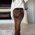 Margovil Drop Shoulder Lantern Long Sleeves Comfy Pullover Sweater