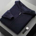 PURE EXTRA-FINE MERINO WOOL RIBBED ZIP HOODIE