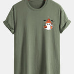Regular Fit Halloween Ghost Pumpkin Print Cotton T-Shirt