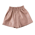Margovil Elastic Waist Pocketed Faux Leather Shorts