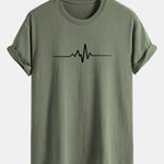 Regular Fit Heartbeat Flatline Print Cotton T-Shirt