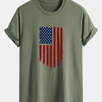 Regular Fit American Flag Print Cotton T-Shirt