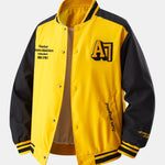 Relax Fit Contrast Embroidery Baseball Jacket