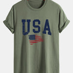Regular Fit USA Flag Print Cotton T-Shirt