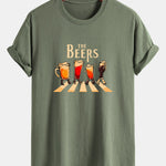 Regular Fit Beer Print Cotton T-Shirt